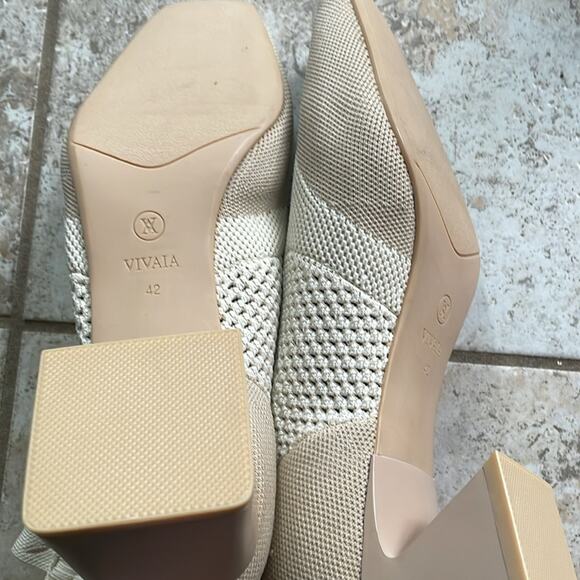 Vivaia Melissa Square-Toe Perforated Heeled Sock Boots Cream Ivory - Picture 10 of 16